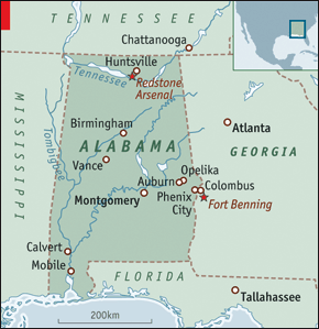 Economist Map of Alabama Job Growth