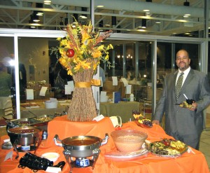 Kevin Cunningham shows off the food